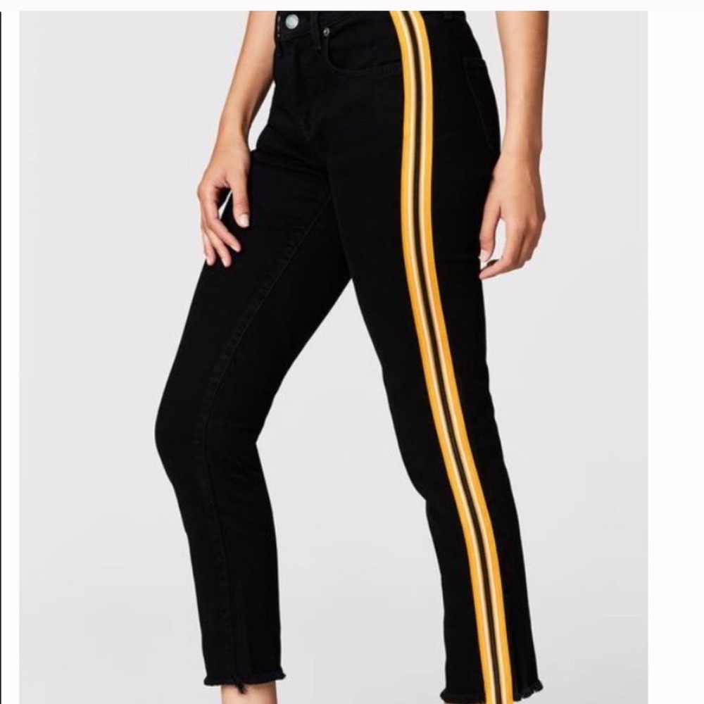 Carmar Black jeans with side stripes and zipper
